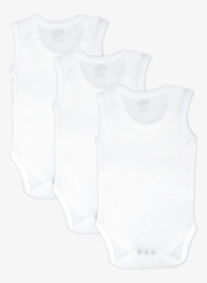 Babies Basic Pack of 3 - Super Combed Cotton Sleeveless Bodysuit - Image 5